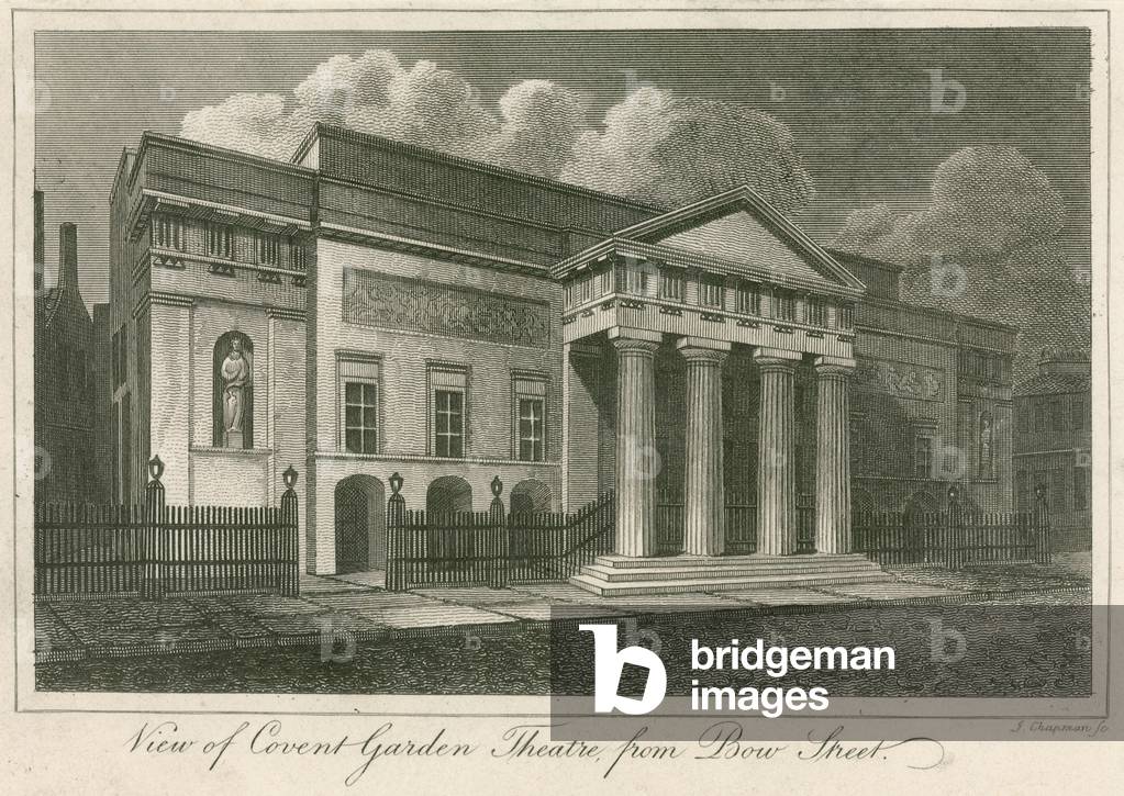 "Blick auf das Äußere von Covent Garden Theatre" von English School