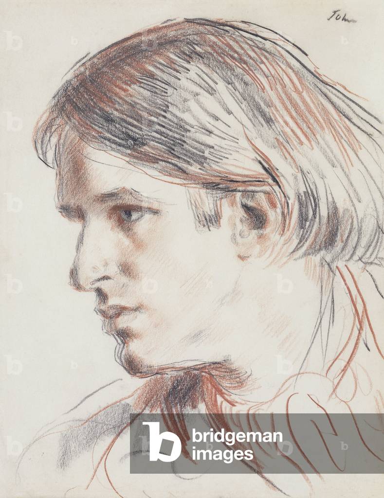 testa di Romilly Giovanni, il Artist's Figlio, (rosso e nero gesso)