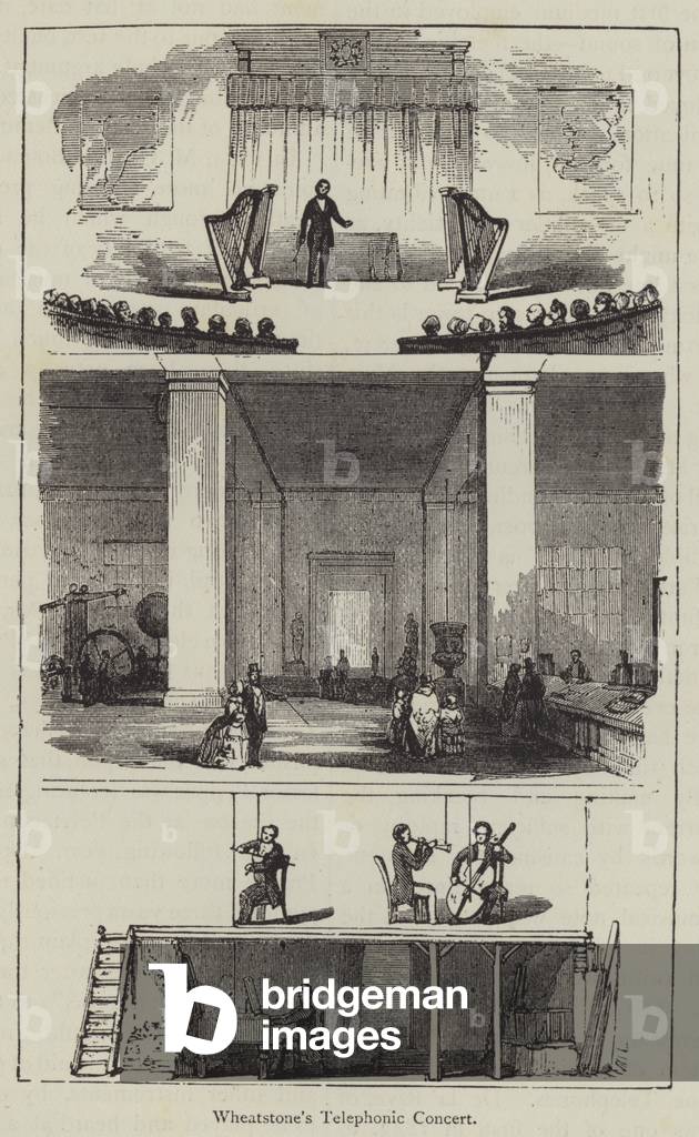 Concert téléphonique de Wheatstone (gravure) par English School