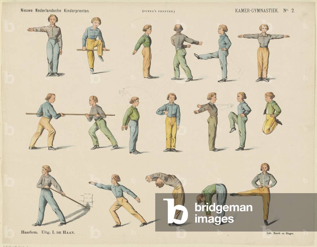 Immagine di Stampa "Ginnastica in camera" 1875 di Jan De Haan