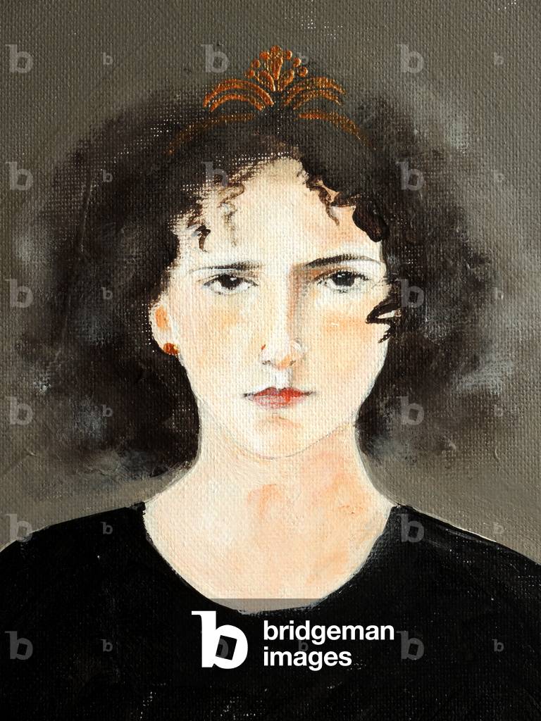 Close up of ballet dancer with curls (acrylic on canvas) by Susan Adams