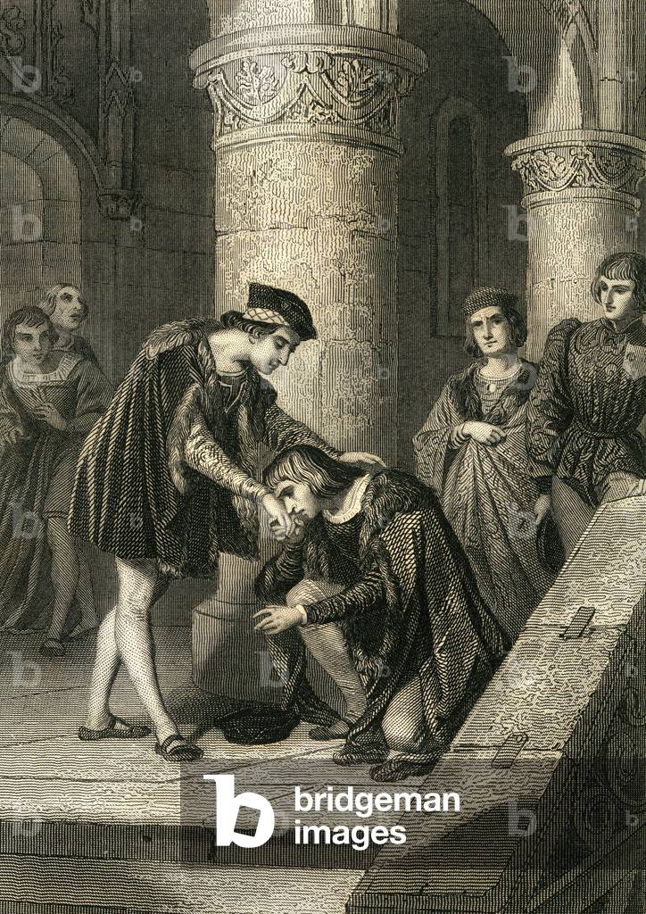 Carlo VIII delivre Louis d Orleans incisione pubblicata in Histoire de France 1850