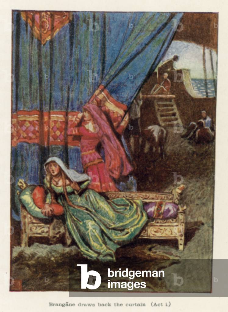 Brangane zieht den Vorhang zurück, Act i (Farbe litho)