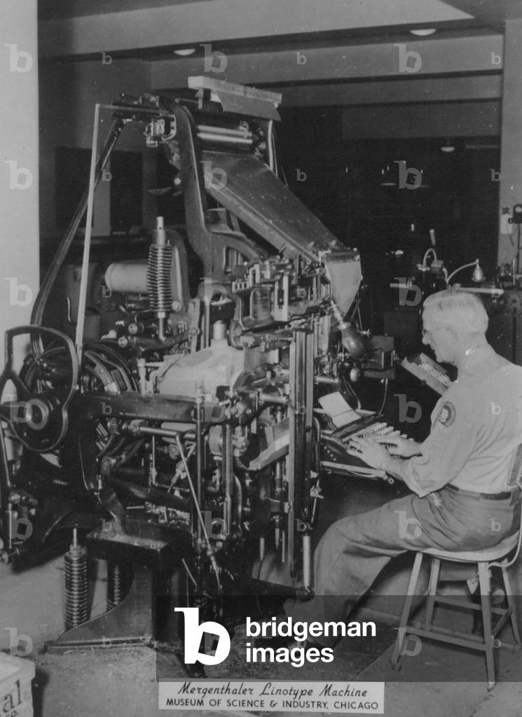Bild von Fotografie "Mergenthaler Linotype Maschine", 1965 von unknown photographer, b/w