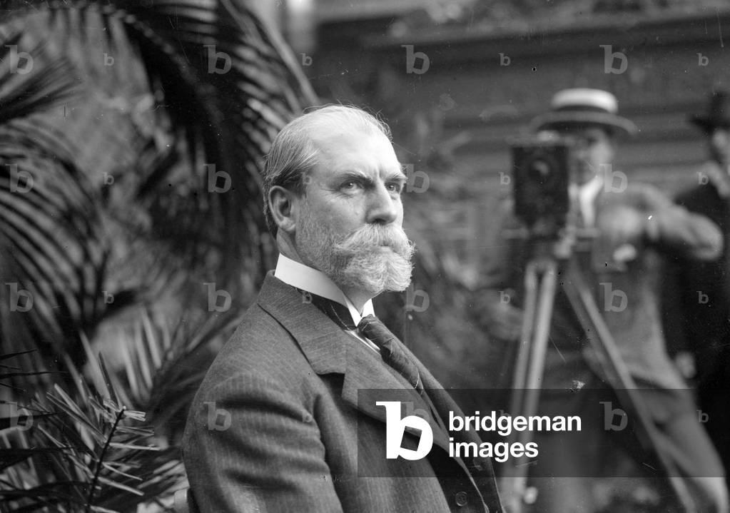 Image of Photography depicting Charles E. Hughes on camera 1915, b/w