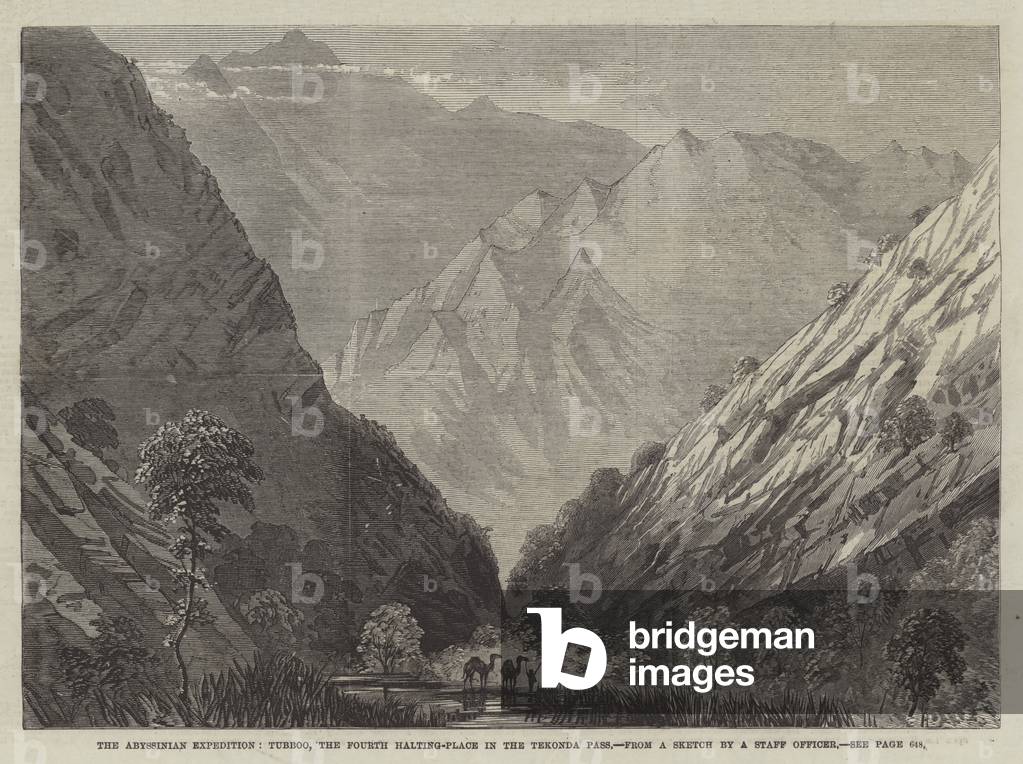 The Abyssinian Expedition, Tubboo, the Fourth Halting Place in the Tekonda Pass (engraving)