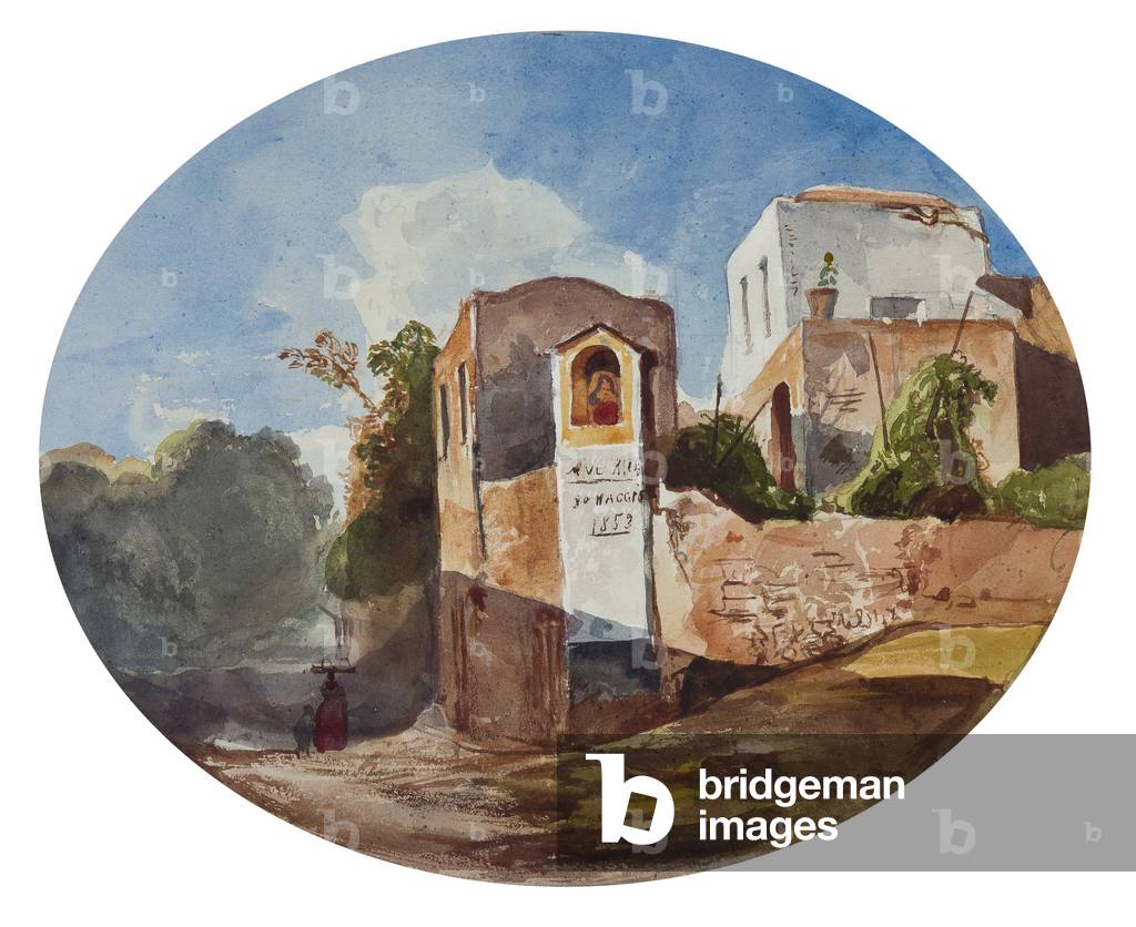 Immagine di Disegno "Edicola lungo la strada", 1853 di Giacinto Gigante
