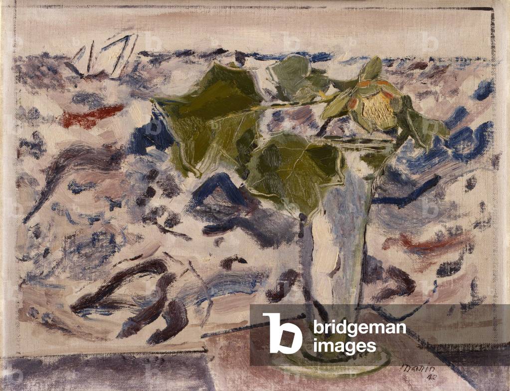 natura morta e il mare, 1942 (olio su tela tavola)