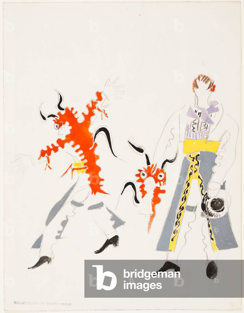 Chivato dal Balletto 'La Fiera del Cuckold', c.1943 (matita, tempera e matita colorata su carta)