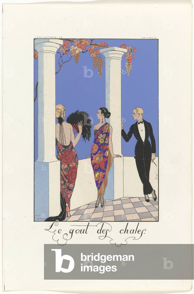 "La moda per scialli della serie 'Falbalas and Fanfreluches'" 1922 di Georges Barbier