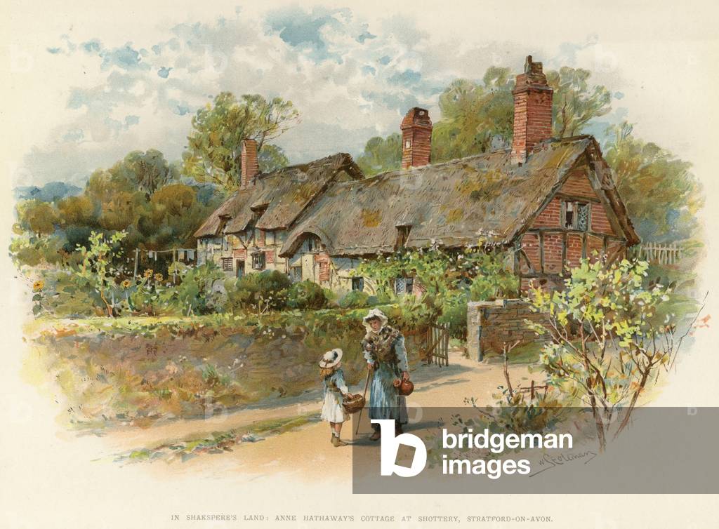 Anne Hathaway's cottage at Shottery (colour litho)