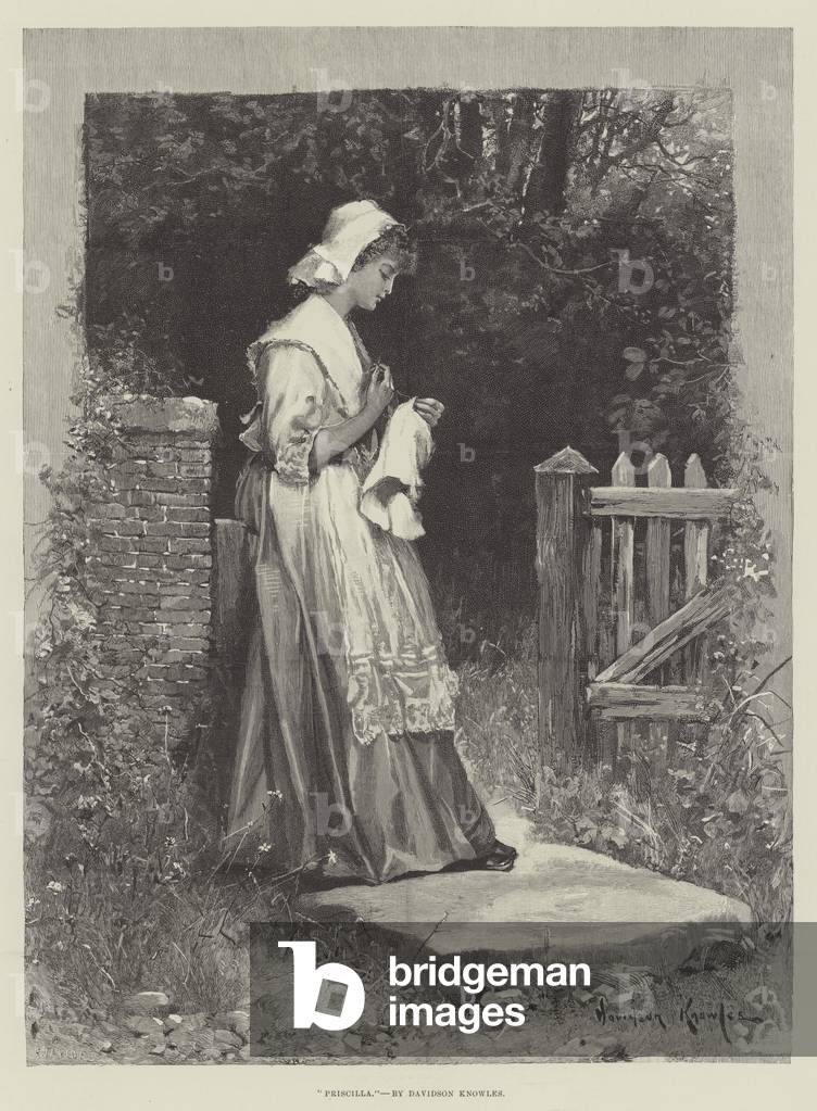 Priscilla (engraving) by Davidson Knowles