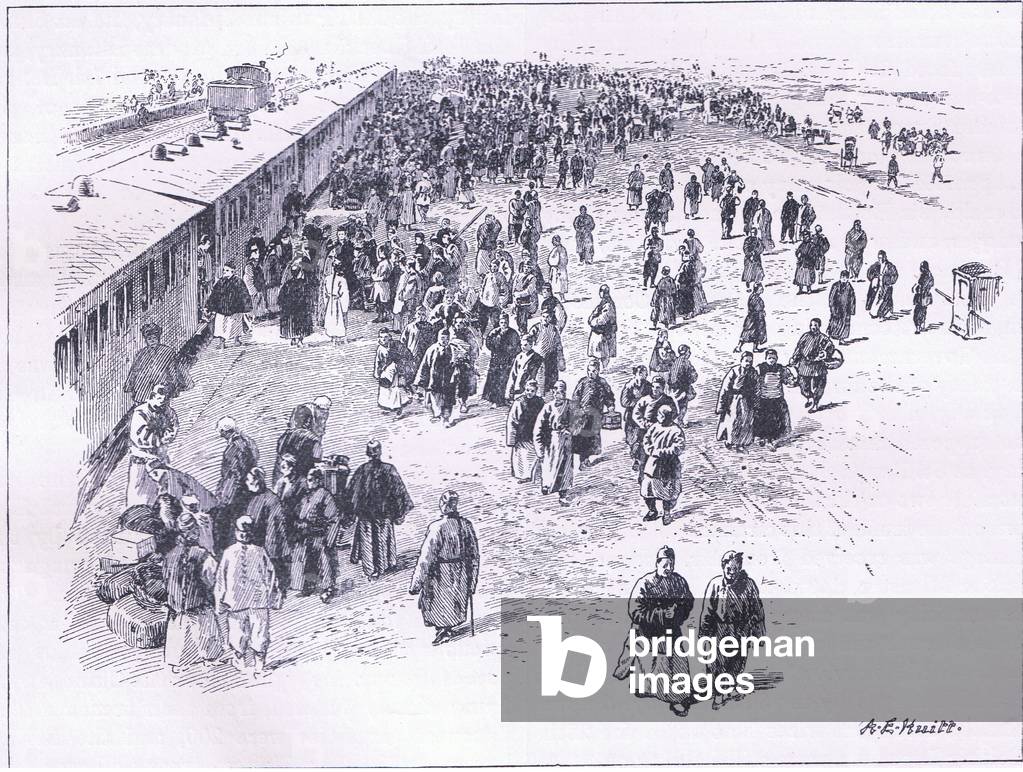 Tientsin Railway Station, illustration from'Cassells History of England', 1900's (litho)