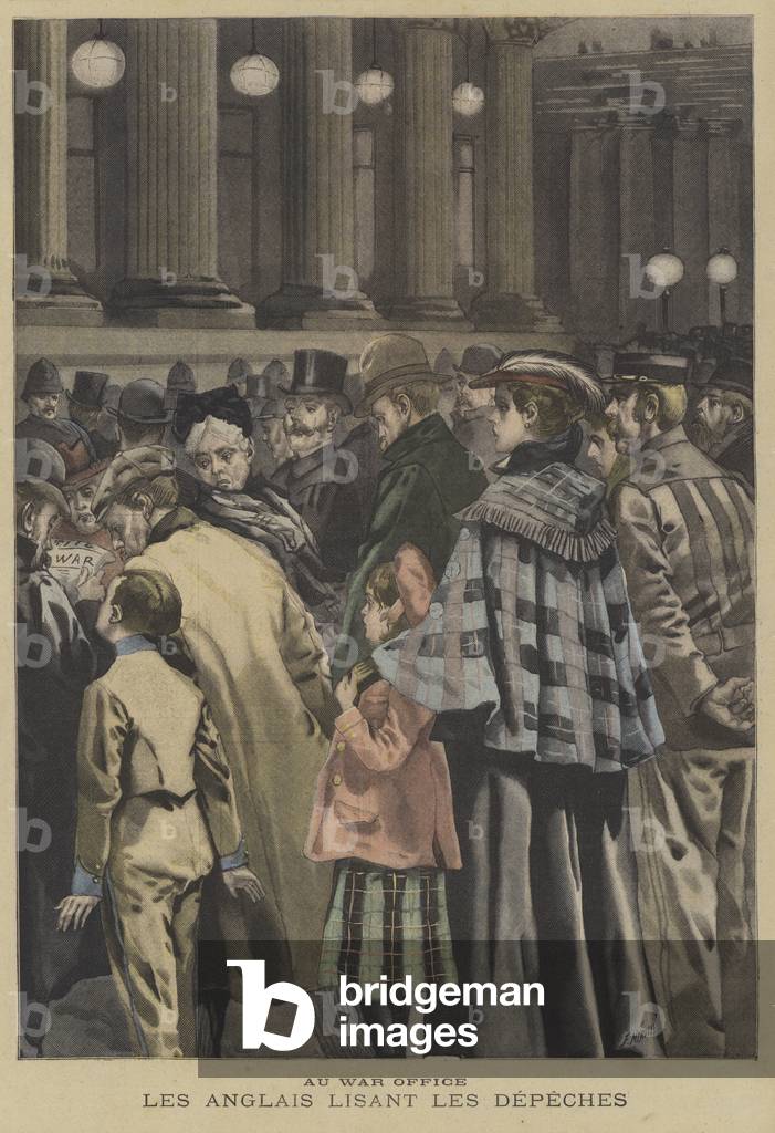 "Mitglieder der britischen Öffentlichkeit lesen Nachrichten über den Boer War außerhalb des War Office" von Fo