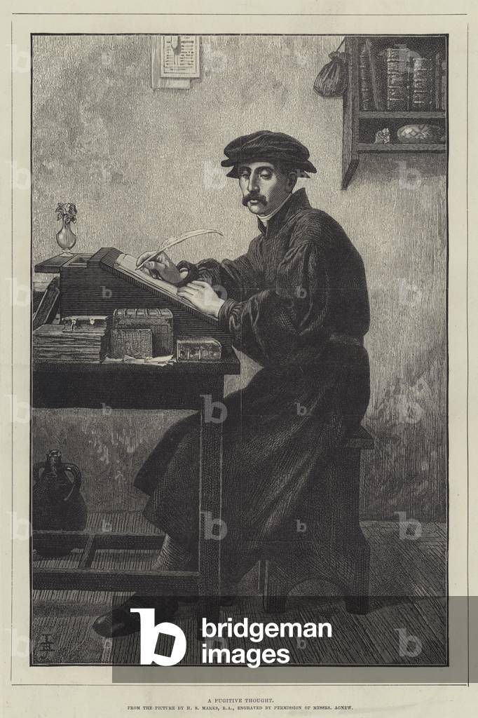 Une pensée fugitive (gravure) 1882 par Henry Stacy Marks