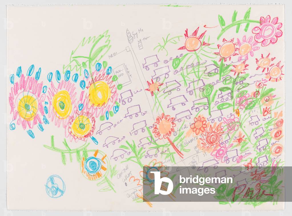 Ohne Titel (Manhattan Map), 1997 (Pastell und Kugelschreibertinte auf Papier)