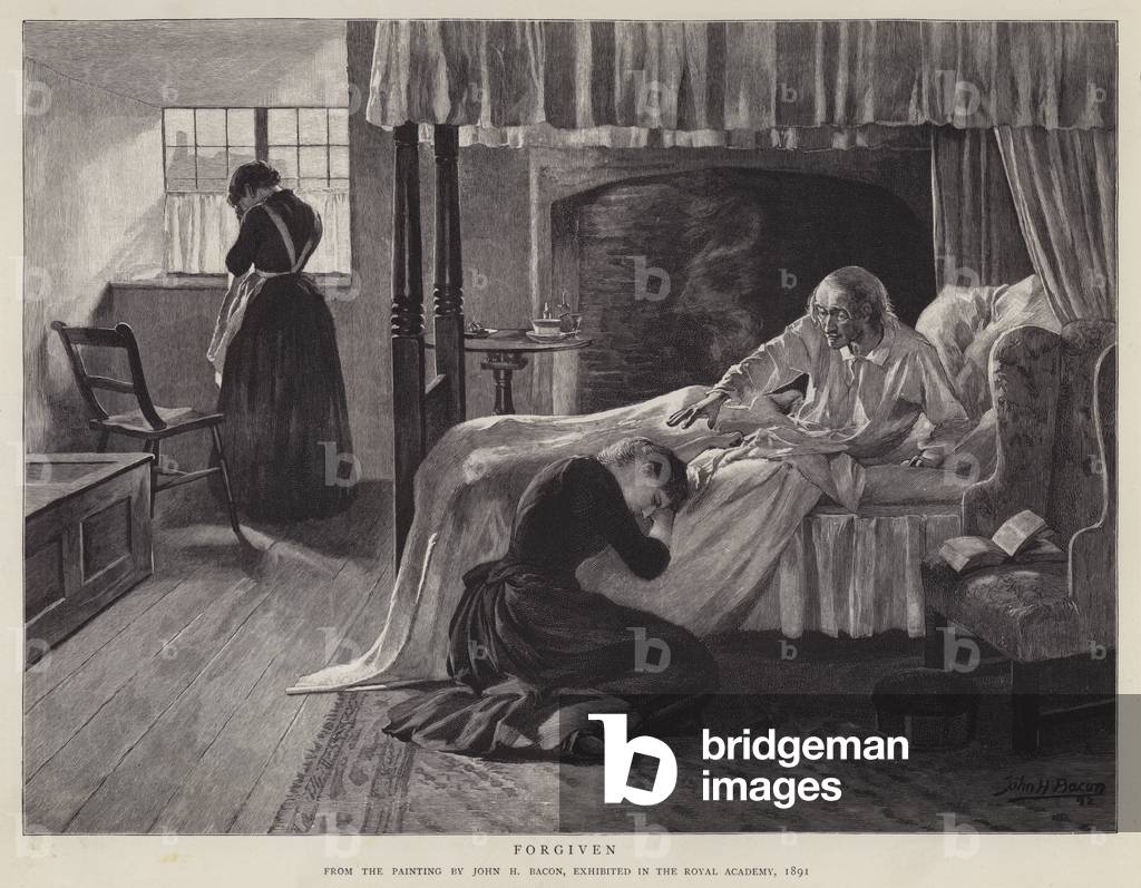 Perdonato, dipinto di John H Bacon esposto alla Royal Academy nel 1891 (lito)