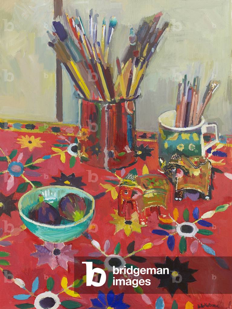 Cotone indiano con elefanti e pennelli (anno 2 cotone)