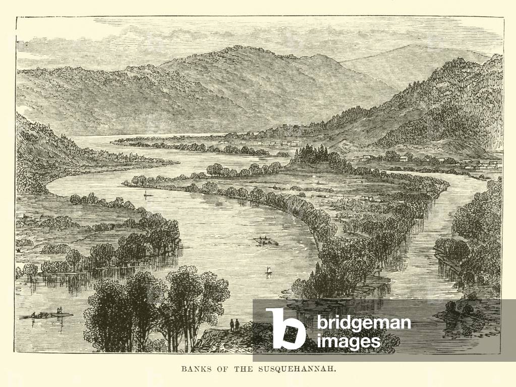 Banks of the Susquehannah (engraving) by English Artist, b/w