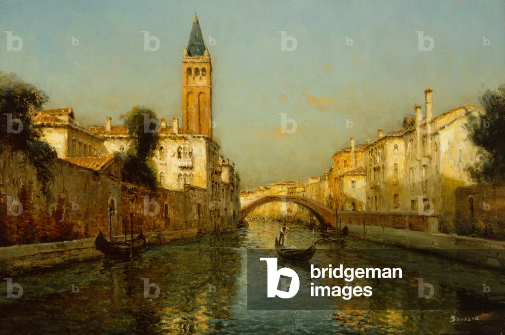 Image of Painting depicting A Venetian Backwater with Campanile of San Barnaba Dorsoduro (oil on canvas) 1901 