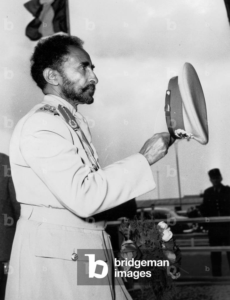 Emperor of Ethiopia Haile Selassie May 20, 1954 during Trip To Paris (b/w photo)