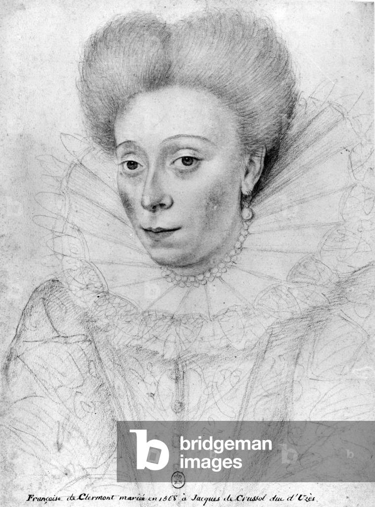 "Francoise de Clermont-Tallart (1534? - No. duchessa di Uzes" 1594, b/w