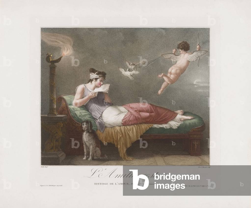 Cupid delivers a love letter. 19th century (print)