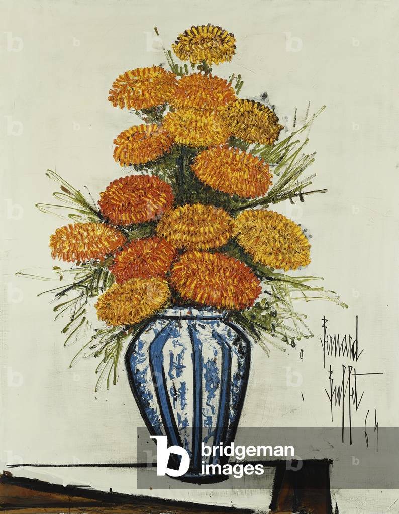 Image of Bouquet de Dahlias, 1964 (oil on canvas) by Buffet 