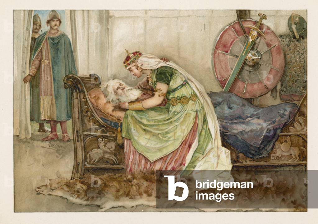 Cordelia mit König Lear (chromolitho)