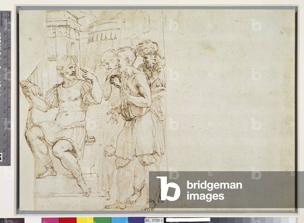 Das Urteil von Zaleucus, um 1511 (Stift & Tinte auf Papier) (Verso von 3552300)