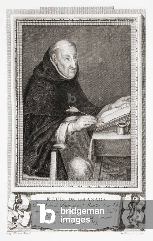 Il Venerabile Luigi di Granada, dopo un'incisione in Retratos de Los Españoles Ilustres, Madrid, Spagna, pub. 