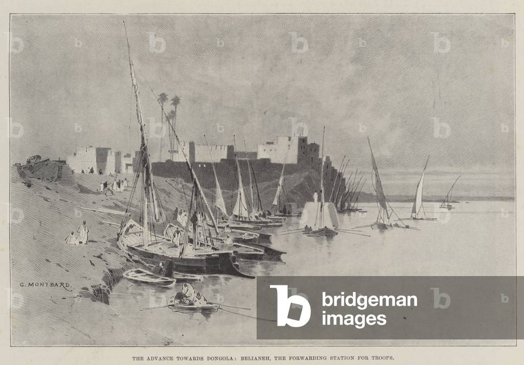 Image of Print depicting The Advance towards Dongola 1896 by Charles Auguste Loye, b/w