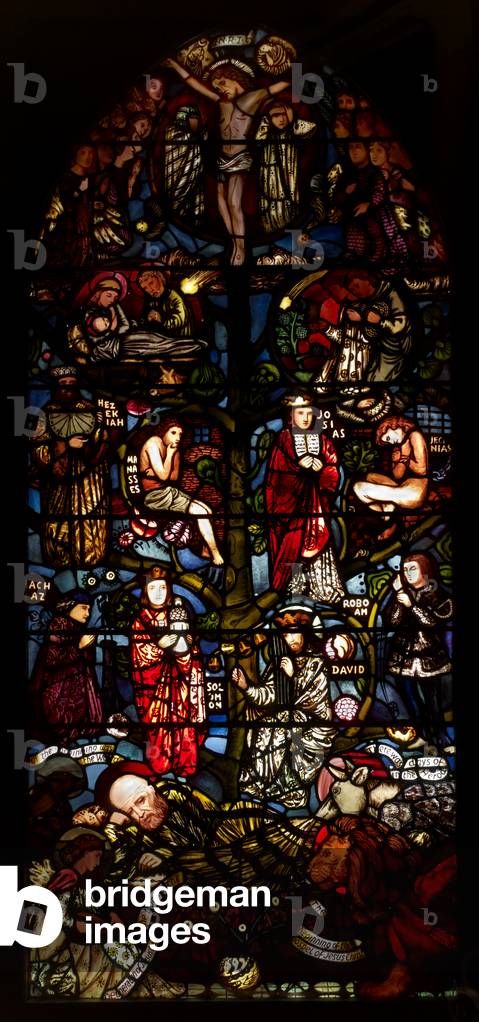 Image of Stained Glass depicting The Tree of Jesse 1861 by Edward Coley Burne-Jones