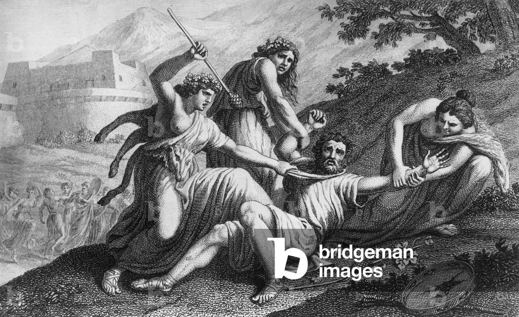 Image of Pentheus is torn apart by Bacchantes, illustration for Bacchae ...