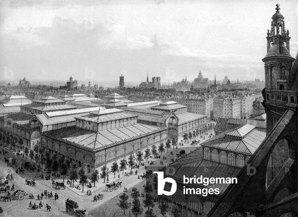 The central covered market of Paris, construction from 1851 to 1857 . In 1847 the architect Baltard started th
