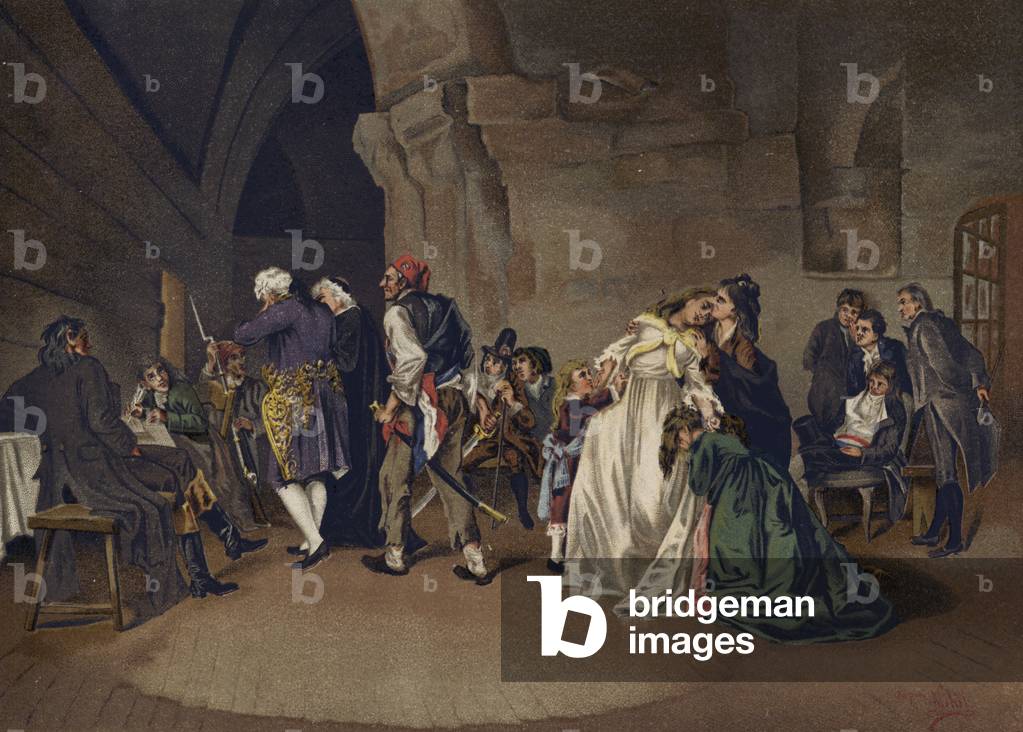 La separazione di Luigi XVI e Maria Antonietta, 1792 (chromolito)