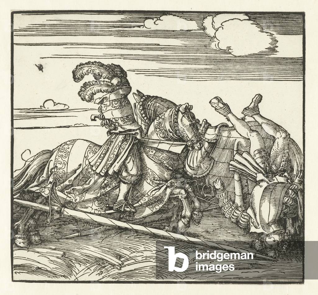 Bild von Druck "Zwei Reiter kämpfen zu Pferd" 1517 von Albrecht Dürer or Duerer