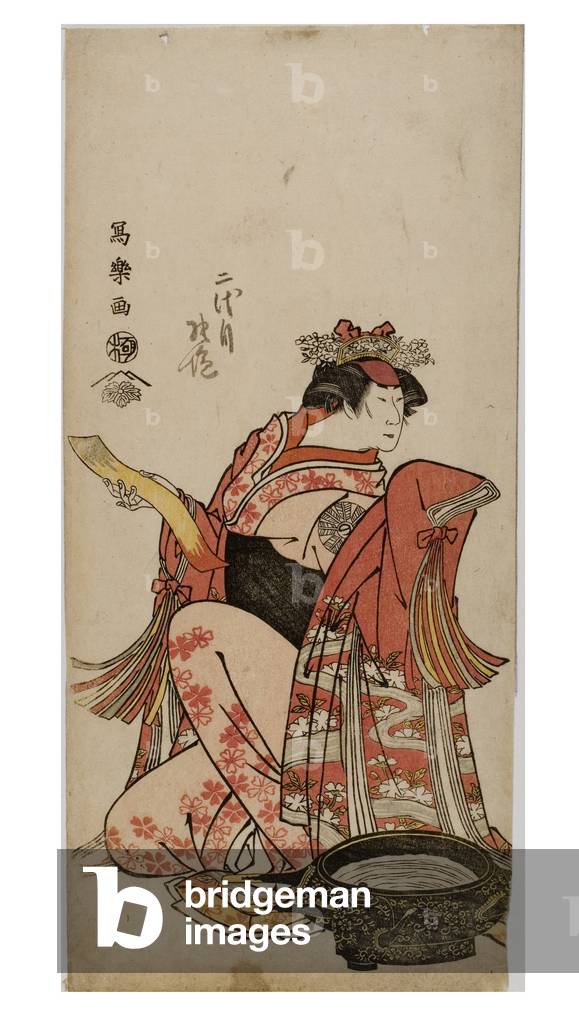 Kabuki actor Nakamura in female role (onnagata) by Toshusai Sharaku