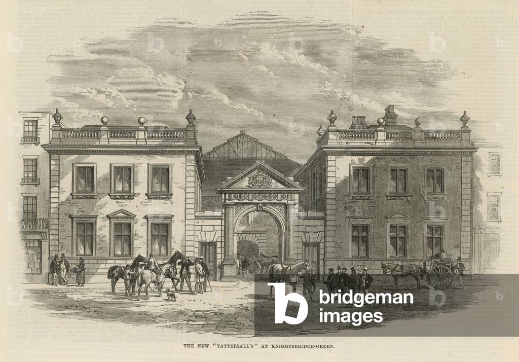 "Die neuen Tattersalls bei Knightsbridge Green (Gravur)" von English School, b/w