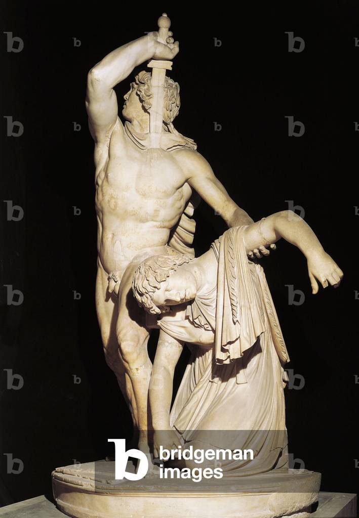 Marble sculptural group known as Galatian suicide or 'Ludovisi Gaul Killing himself and his Wife, copy from Gr