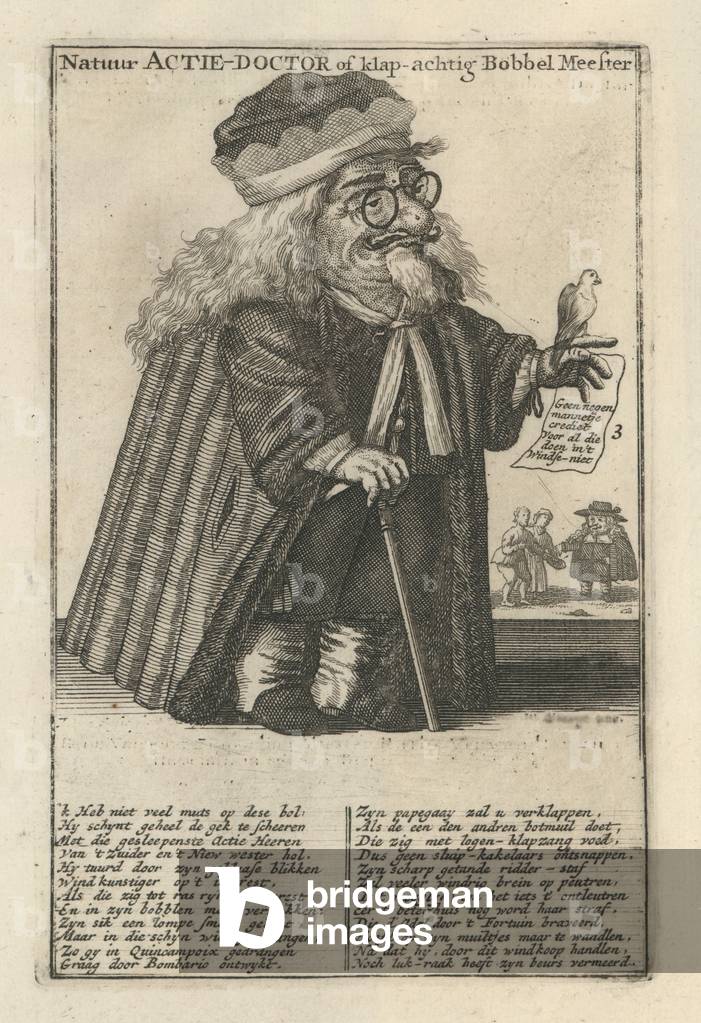 Natural Stock Doctor, oder sprudelnder Bubble Master, satirischer Druck auf der Mississippi Bubble, 1720 (Grav