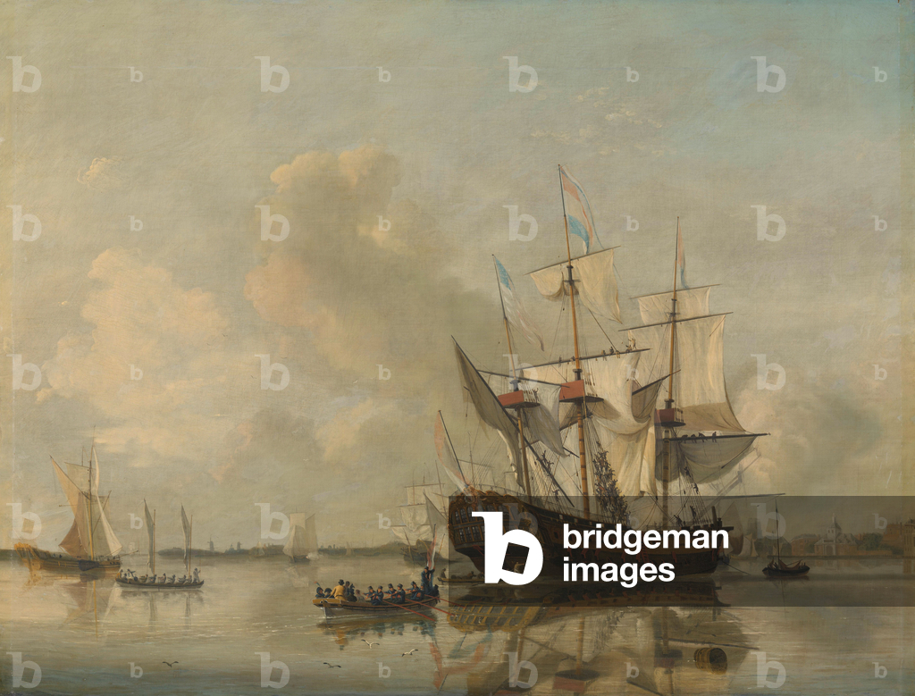 Immagine di Dipinto "La Fregata della Marina 'Rotterdam' al largo della Mosa" 1807 di Nicolaas Baur