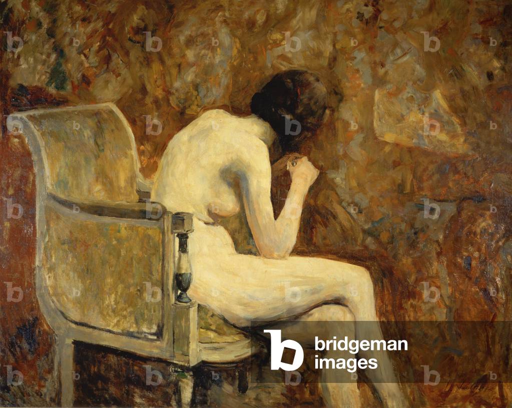 nackt in ein sessel, 1890 (öl auf leinwand)