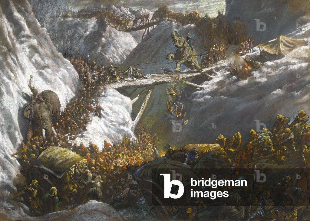 Attraversando le Alpi, c.1950 (pastello su carta colorata)