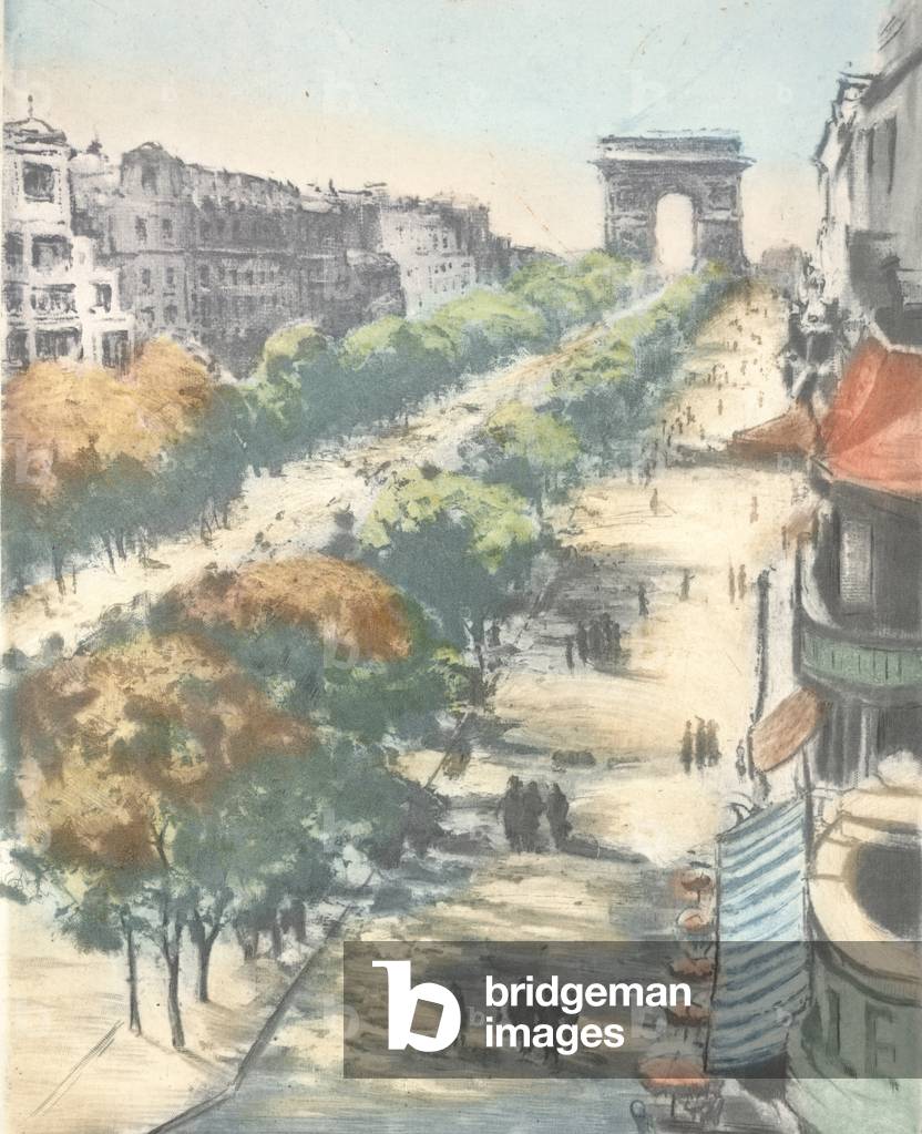 Bild von Druck "Champs Elysees (Radierung)", 20 century. Jahrhundert von Anonymous