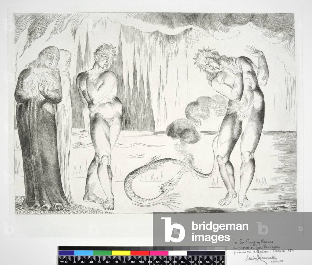 "Der Kreis der Diebe: Buoso Donati angegriffen von der Schlange", 1954 von William Blake