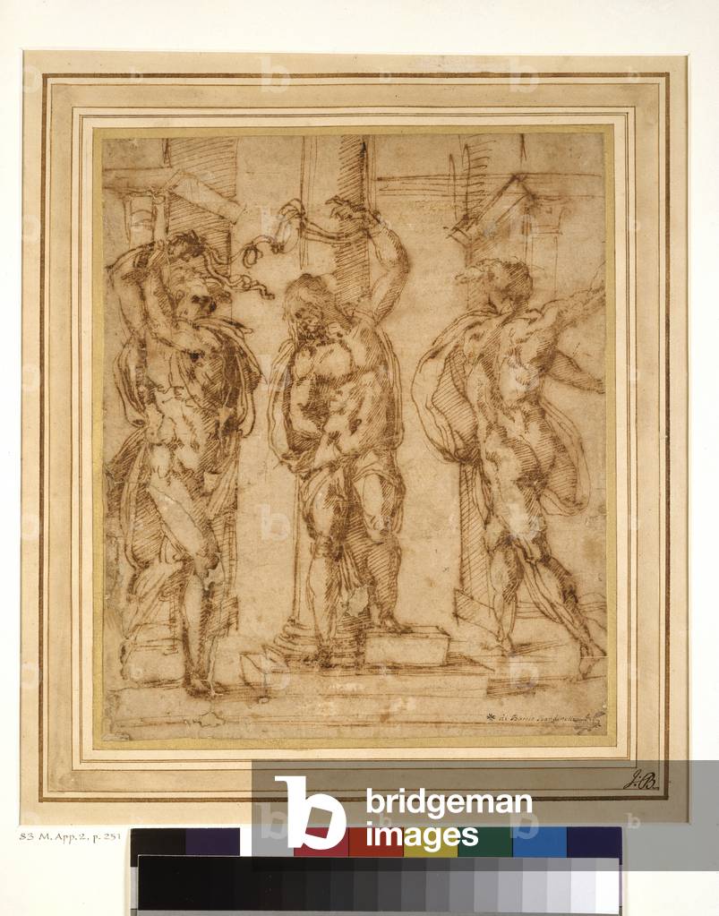 Bild von Zeichnung "Die Flagellation (Stift und braune Tinte auf Papier)" von Baccio Bandinelli