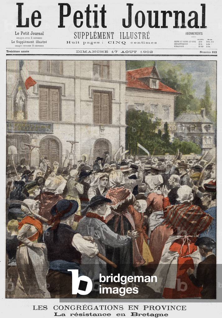 Prima pagina del quotidiano francese «Le Petit Journal» del 17 agosto 1902: resistenza delle congregazioni del