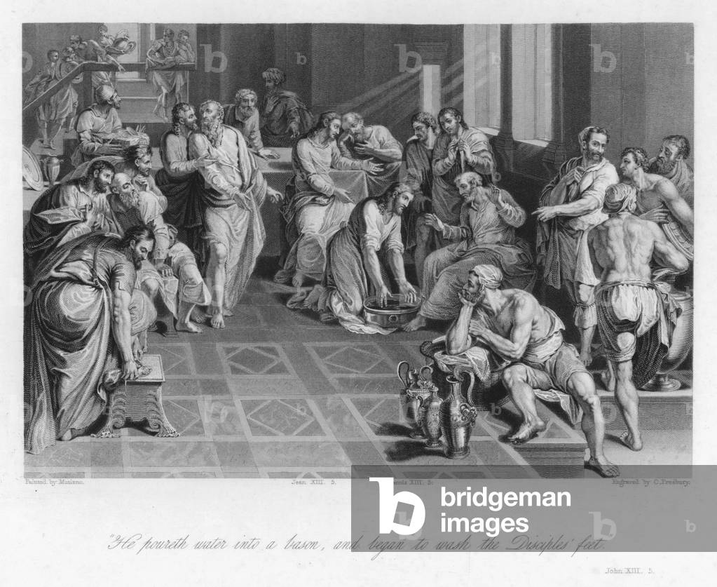 Gesù lavando i suoi piedi discepoli, Giovanni XIII, 5 (incisione)