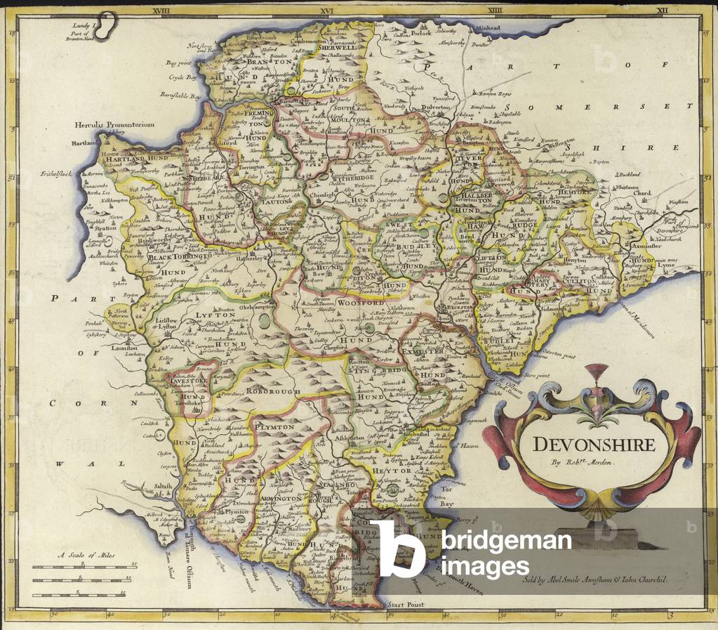 Mappa del Devonshire (incisione a colori)